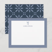 Personalized Name Dusty Blue Bow Mitteilungskarte (Vorne/Hinten)