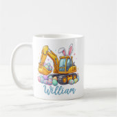 Personalized Name Easter Excavator Mug for Kids Kaffeetasse (Links)