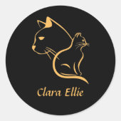 Personalized name - elegant cat  runder aufkleber (Vorderseite)