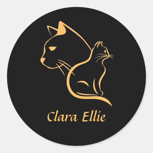Personalized name - elegant cat runder aufkleber (Vorderseite)