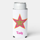 Personalized name elegant gold &pink star  selters dosenkühler (Seltzer Vorderseite)