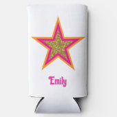 Personalized name elegant gold &pink star  selters dosenkühler (Vorderseite)