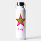 Personalized name elegant gold &pink star trinkflasche (Vorne)