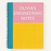 Personalized Name Engineering Graph Paper Pink Notizblock (Vorderseite)
