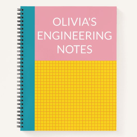 Personalized Name Engineering Graph Paper Pink Notizblock (Vorderseite)