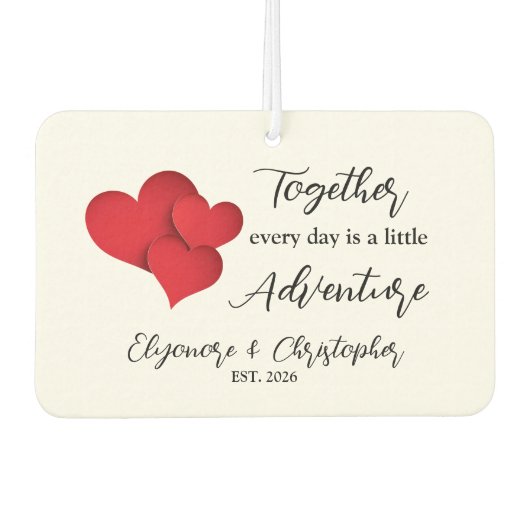 Personalized Name Est Together Every Day Adventure Autolufterfrischer (Vorderseite)