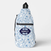 Personalized Name Feminine Blue Floral Pattern Crossbody Bag (Vorderseite)