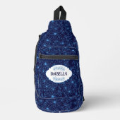 Personalized Name Feminine Blue Floral Pattern Crossbody Bag (Vorderseite)