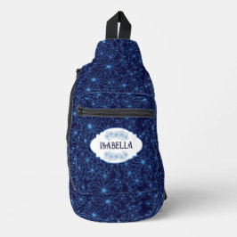 Personalized Name Feminine Blue Floral Pattern Crossbody Bag