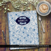 Personalized Name Feminine Blue Floral Pattern Notizblock