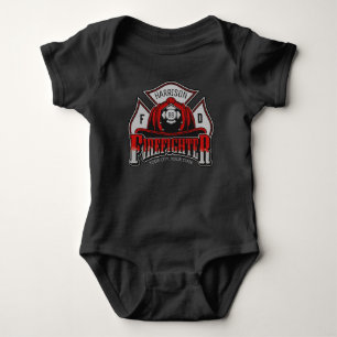 Personalized NAME Firefighter Helmet Fire Rescue Baby Strampler