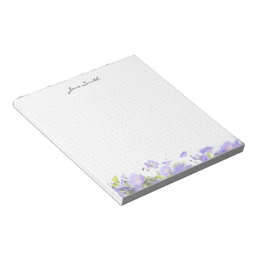 Personalized name floral aesthetic dot Grid Notizblock (angewinkelt)