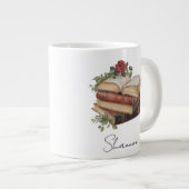 Personalized Name Floral Book Lover Jumbo-Tasse (Vorderseite Rechts)
