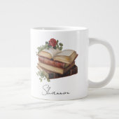 Personalized Name Floral Book Lover Jumbo-Tasse (Rechts)