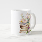 Personalized Name Floral Book Lover Jumbo-Tasse (Vorderseite Rechts)