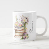 Personalized Name Floral Book Lover Jumbo-Tasse (Rechts)