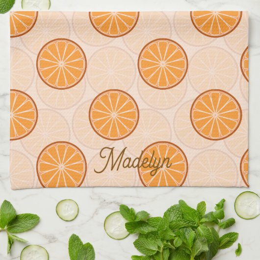 Personalized name fruit orang and brown geschirrtuch (Gefaltet)