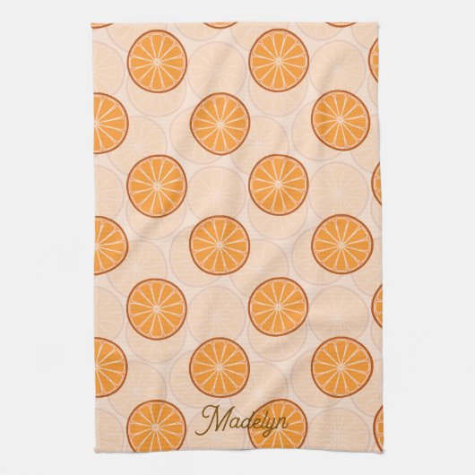 Personalized name fruit orang and brown geschirrtuch (Vertikal)