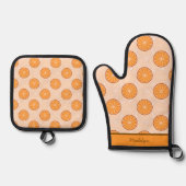 Personalized name fruit orang and brown ofenhandschuh & Topflappen-Set (Vorderseite)