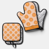 Personalized name fruit orang and brown ofenhandschuh & Topflappen-Set (Vorderseite/Rückseite)