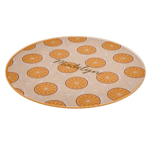 Personalized name fruit orang &brown Cutting Board Schneidebrett (Ecke)
