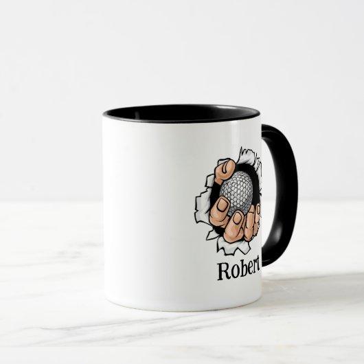 Personalized name Funny golf ball Tasse (VorderseiteRechts)