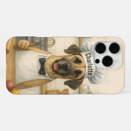 Personalized Name Funny Great Dane Dog Chef iPhone Hülle (Rückseite (Horizontal))