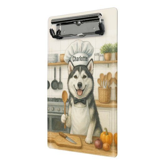 Personalized Name Funny Siberian Husky Dog Chef Mini Klemmbrett (Gewinkelt2)