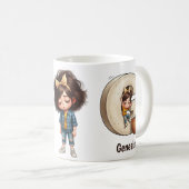 Personalized Name & G Sleepy Morning Plaid Charact Kaffeetasse (VorderseiteRechts)