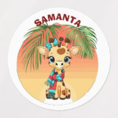  Personalized "Name" Giraffe in the Savanna Waterp Etiketten (Design 2)