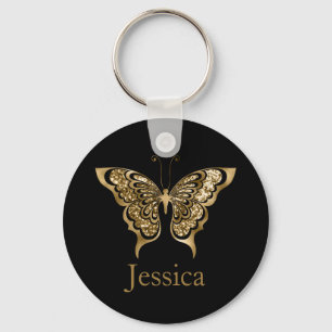 Personalized Name Glitter Golden Butterfly  Schlüsselanhänger