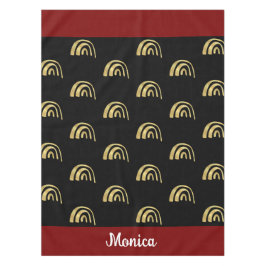 Personalized name gold rainbow and black tischdecke