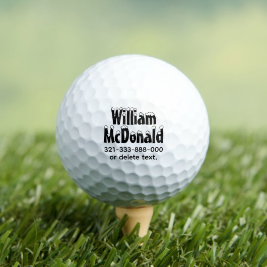 Personalized Name Golf Balls Template FUN RETRO 29 Golfball (Insitu T-Shirt)