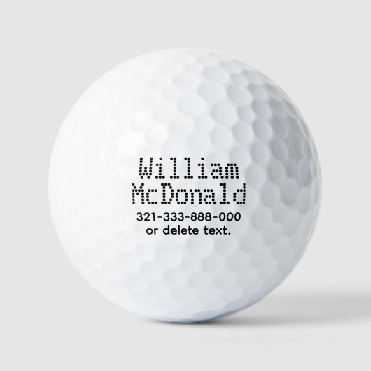 Personalized Name Golf Balls Template FUN RETRO 35 Golfball (Vorderseite)