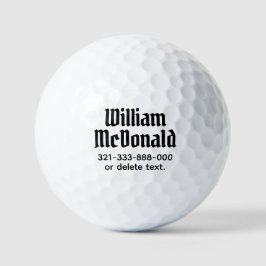 Personalized Name Golf Balls Template GOTHIC 8 Golfball
