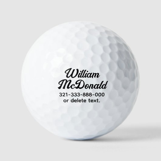 Personalized Name Golf Balls Template SCRIPT 25 Golfball (Vorderseite)