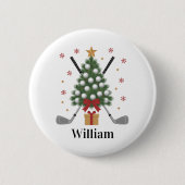 Personalized Name Golf Tree Equipment Christmas Button (Vorderseite)