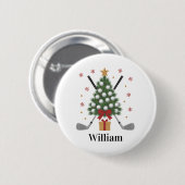 Personalized Name Golf Tree Equipment Christmas  Button (Vorne & Hinten)
