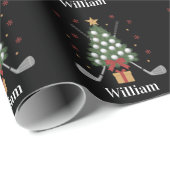 Personalized Name Golf Tree Equipment Christmas  Geschenkpapier (Rolleneckpunkt)