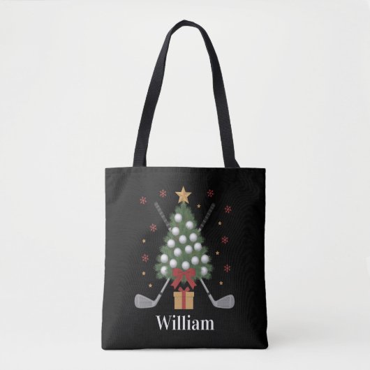 Personalized Name Golf Tree Equipment Christmas Tasche (Vorderseite)
