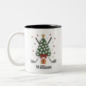 Personalized Name Golf Tree Equipment Christmas  Zweifarbige Tasse (Links)
