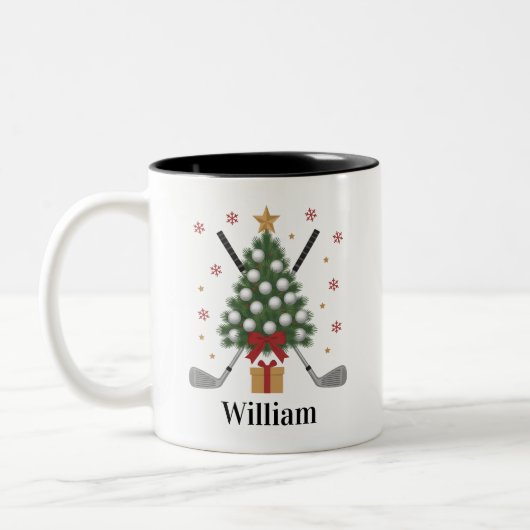 Personalized Name Golf Tree Equipment Christmas Zweifarbige Tasse (Links)