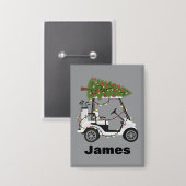 Personalized Name Golfer Christmas Golf Cart Xmas Button (Vorderseite/Rückseite)