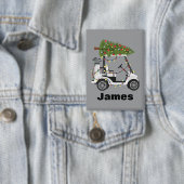 Personalized Name Golfer Christmas Golf Cart Xmas Button (Insitu)