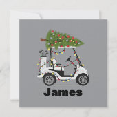 Personalized Name Golfer Christmas Golf Cart Xmas Einladung (Vorderseite)