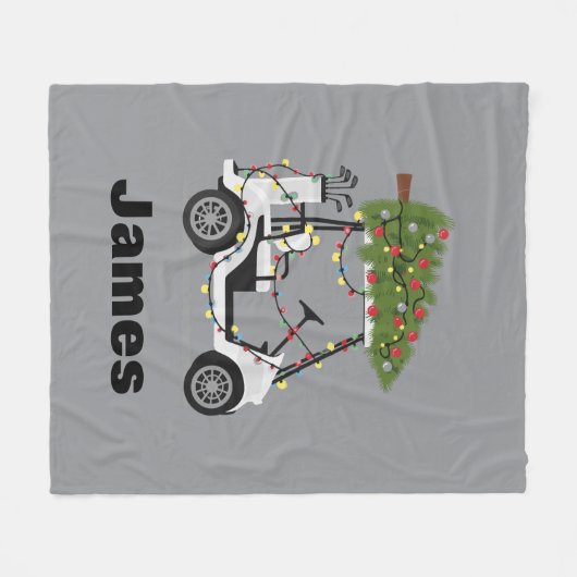 Personalized Name Golfer Christmas Golf Cart Xmas Fleecedecke (Vorderseite (Horizontal))