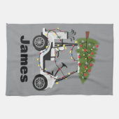 Personalized Name Golfer Christmas Golf Cart Xmas  Geschirrtuch (Horizontal)