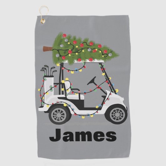 Personalized Name Golfer Christmas Golf Cart Xmas Golfhandtuch (Vorderseite)