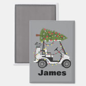 Personalized Name Golfer Christmas Golf Cart Xmas Magnet (Vorderseite/Rückseite)