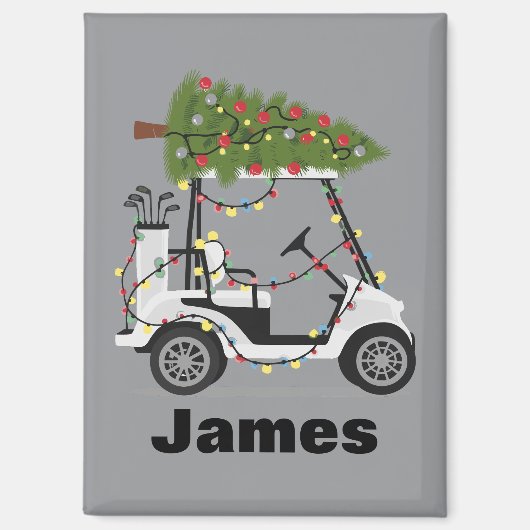 Personalized Name Golfer Christmas Golf Cart Xmas Magnet (Vorderseite)